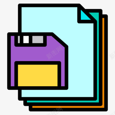 软盘文件34线性彩色图标