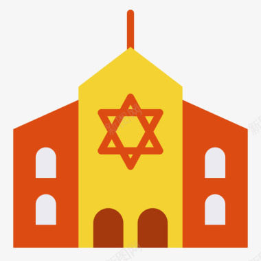 犹太教堂精神的31平的图标