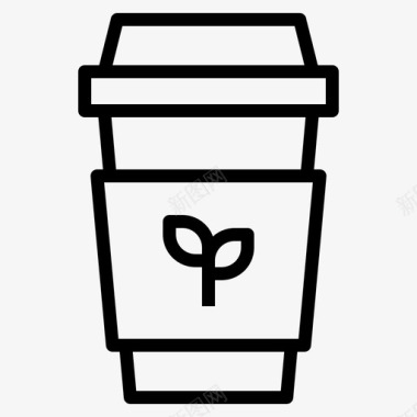 咖啡杯塑料污染19线性图标