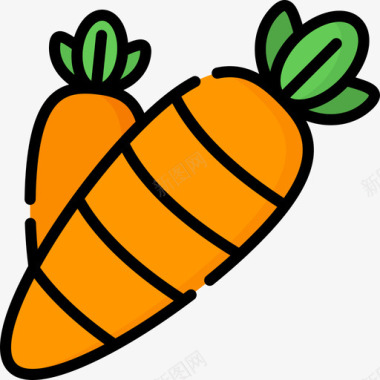 胡萝卜水果和蔬菜58线形颜色图标