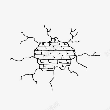 破裂的墙砖破碎的图标