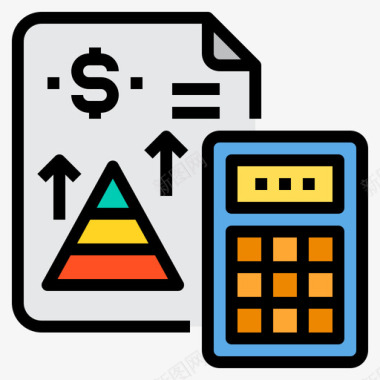 计算器商业策略45线性颜色图标