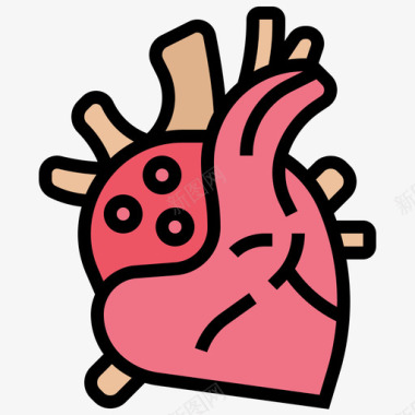 心脏人体器官17线状颜色图标