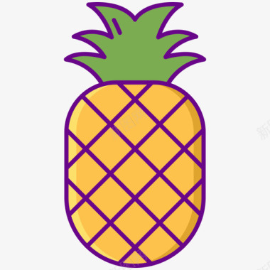 菠萝热带55线形颜色图标