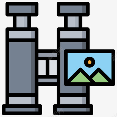 双筒望远镜探险旅行7线性颜色图标