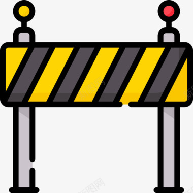施工危险横幅警示和警告4线形颜色图标