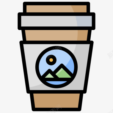 咖啡品牌18线性颜色图标