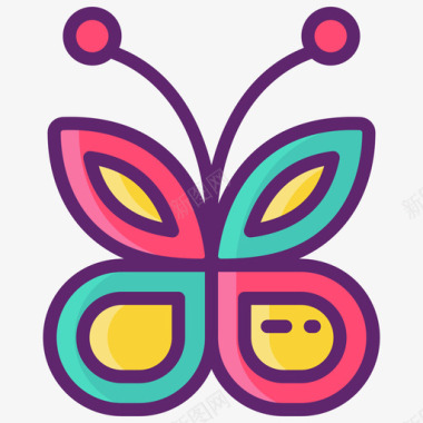 蝴蝶热带54线形颜色图标
