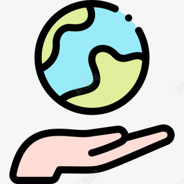 地球地球母亲节18线颜色图标