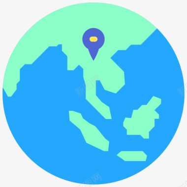 亚洲地理位置42平坦图标