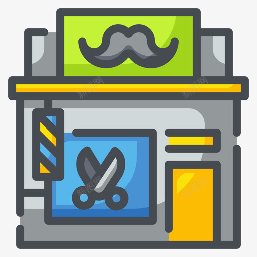 Babershopshopandstore2线性颜色svg_新图网 https://ixintu.com Babershop shop and store 线性 颜色