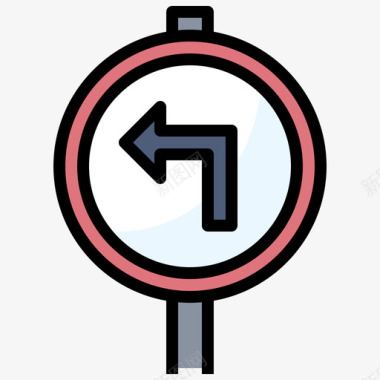 左转交通标志29线形颜色图标