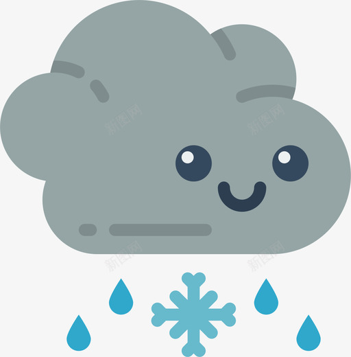 雨夹雪可爱的天气1平坦svg_新图网 https://ixintu.com 雨夹雪 可爱 爱的 天气 平坦
