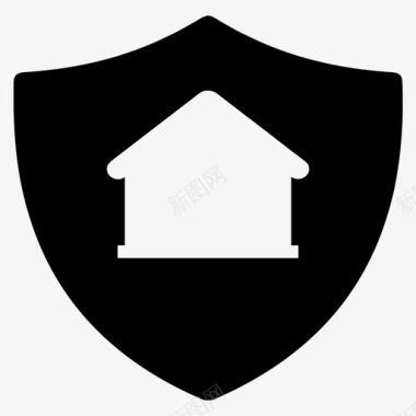 家庭安全图标房子盾牌图标