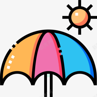 沙滩伞夏季192线性颜色图标