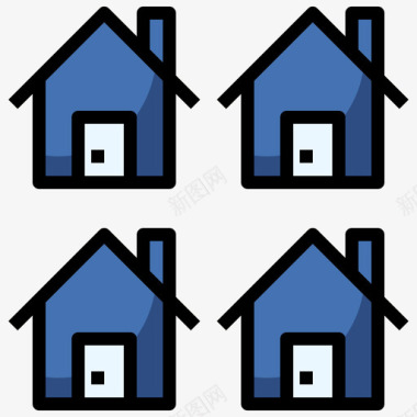 村庄出租房产3线性颜色图标