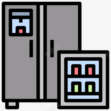 冰箱家庭和生活39线性颜色图标