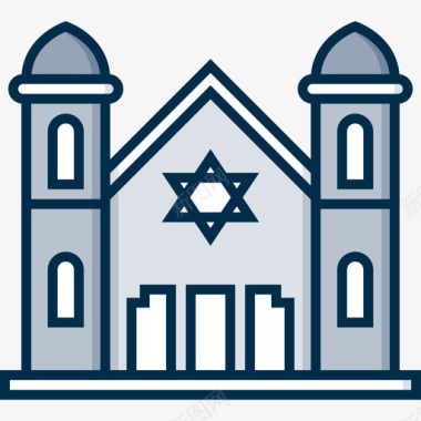 犹太教会堂葬礼41直系颜色图标