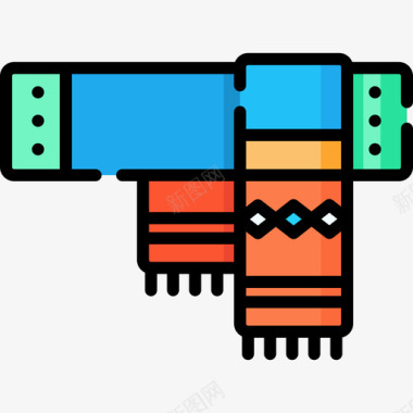 围巾冬季132线性颜色图标