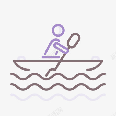皮划艇水上运动3线性颜色图标