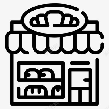 面包店商店和商店1线性图标