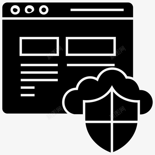 网络安全云数据安全云保护svg_新图网 https://ixintu.com 网络安全 数据 安全 保护 一组 托管 字形 向量 图标