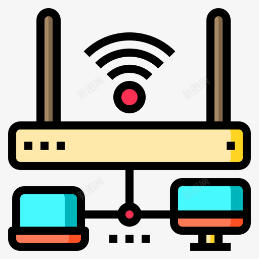 路由器通信246线颜色svg_新图网 https://ixintu.com 路由器 通信 颜色