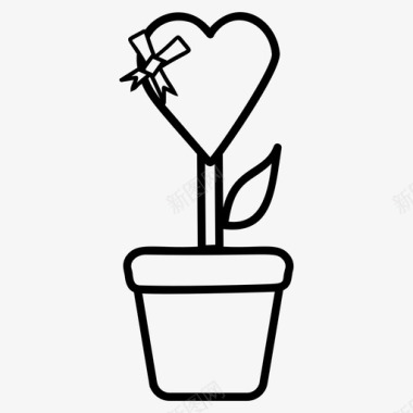 心脏植物给予爱爱的生长图标
