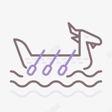 划船水上运动3线颜色图标