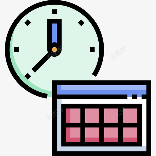 时间管理在家工作75线性颜色svg_新图网 https://ixintu.com 时间管理 在家 工作 线性 颜色