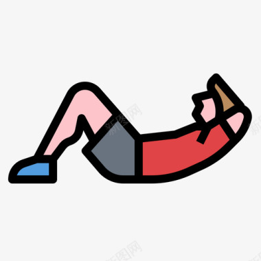 仰卧起坐健身健康6线条颜色图标