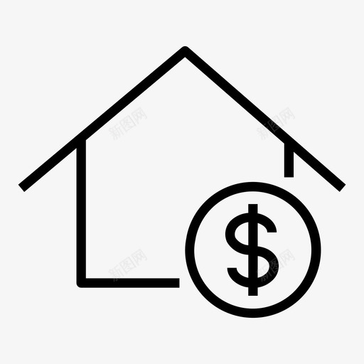 房地产价格房屋租金svg_新图网 https://ixintu.com 房地产 价格 房屋 租金 线图 图标