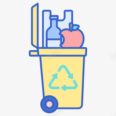 废物回收中心1线性颜色图标