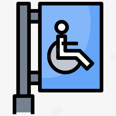 残疾人标志公共服务11线形颜色图标