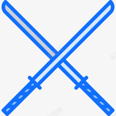 武士刀武术34蓝色图标