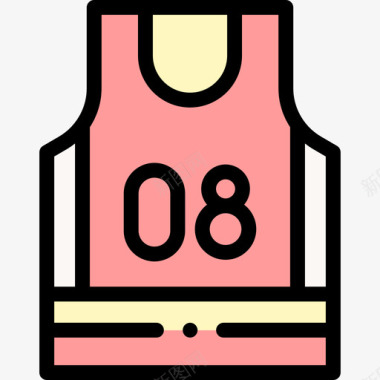 篮球运动衫运动装备36线性颜色图标