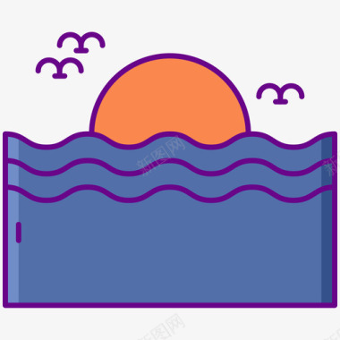 日落热带55度线性颜色图标
