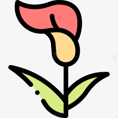 马蹄莲自然花1线形颜色图标