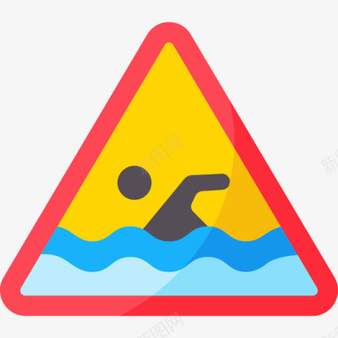 游泳警报和警告5平坦图标