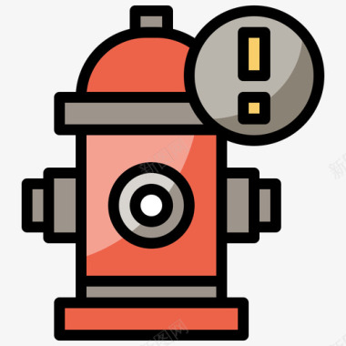 消防栓救援和响应8线型颜色图标