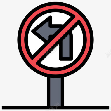禁止左转停车位30直线颜色图标