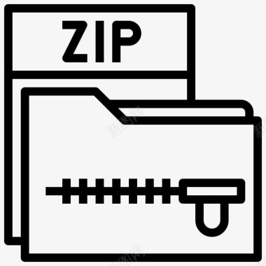 压缩文件文件和文件夹25线性图标