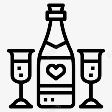 香槟爱情和情人节5直系图标