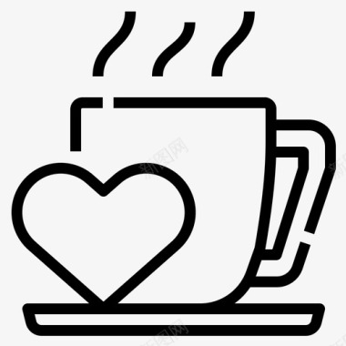 咖啡杯浪漫爱情7直线型图标