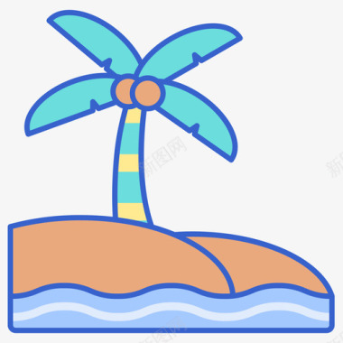 海滩热带57线性颜色图标