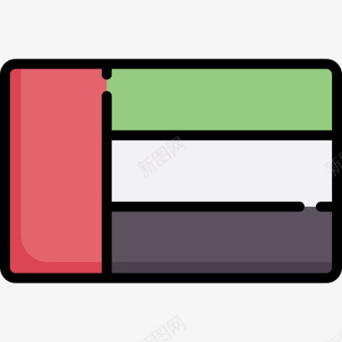 阿拉伯联合酋长国国旗18直线颜色图标