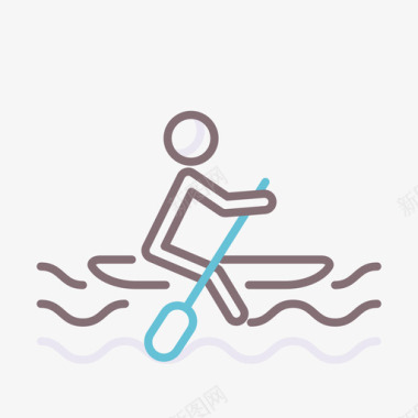划船水上运动3线性颜色图标