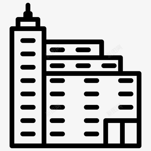 塔楼建筑办公室svg_新图网 https://ixintu.com 塔楼 建筑 办公室 房地产 城市 元素 加粗 粗线条