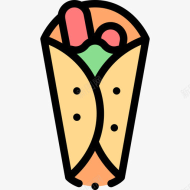 墨西哥玉米煎饼食品配送78线性颜色图标