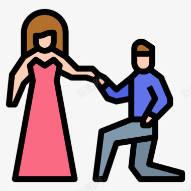 求婚婚礼263线性颜色图标